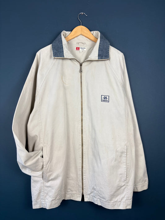 Vintage 90s Hanes Chalk White Harrington Jacket (L)