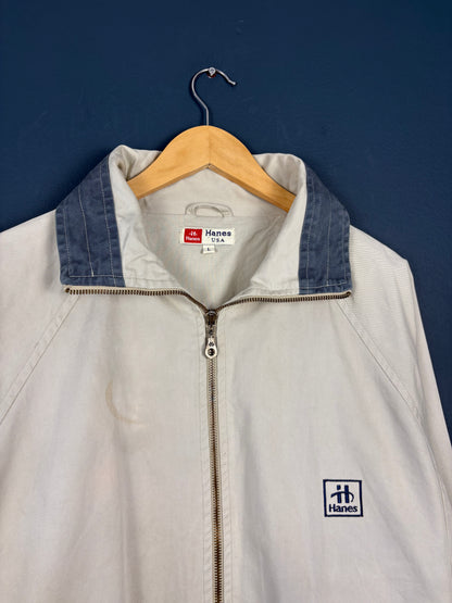 Vintage 90s Hanes Chalk White Harrington Jacket (L)