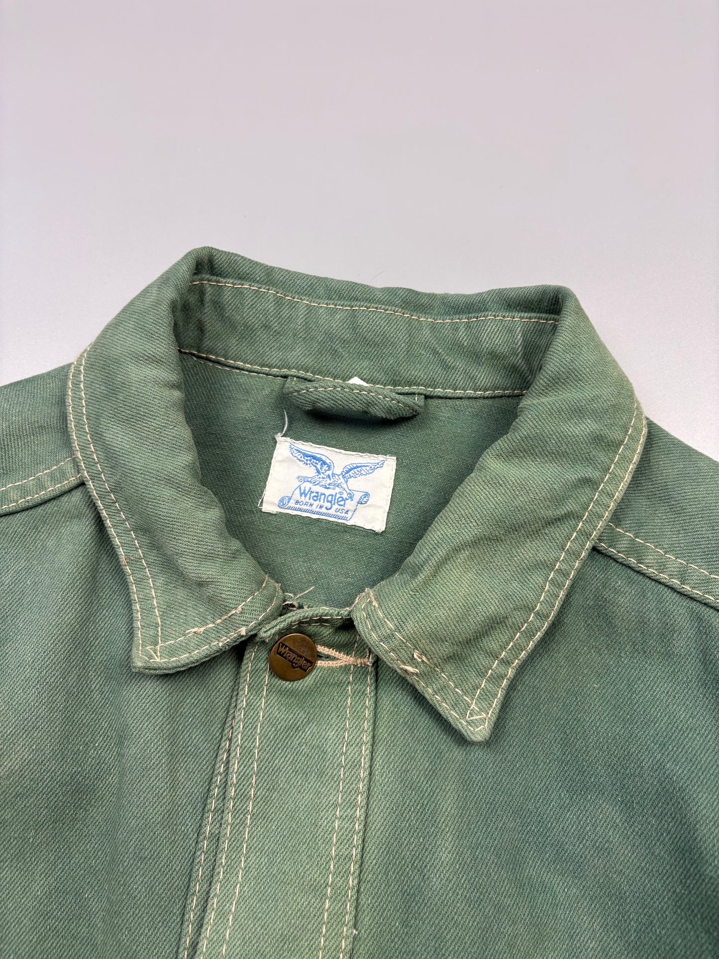 Vintage 1980s Wrangler Green Wash Trucker Jacket (M)