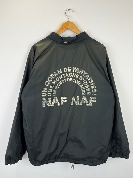 Vintage Naf Naf 90s Black Graphic Coach Jacket (L)