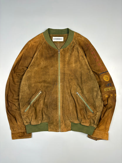 Vintage 1990s ICEBERG Jeans Suede Pelle Jacket (L)