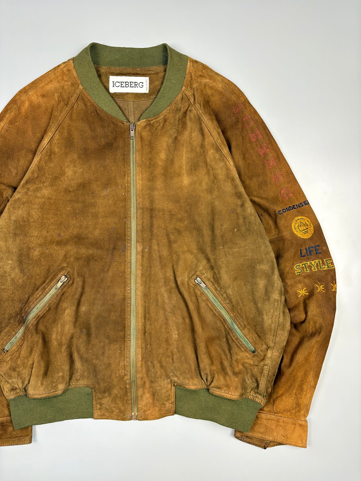 Vintage 1990s ICEBERG Jeans Suede Pelle Jacket (L)