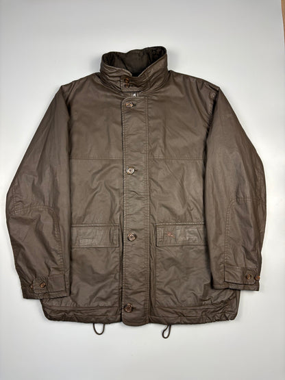 Vintage Burberry Nova Check Lined Brown Wax Jacket (L)