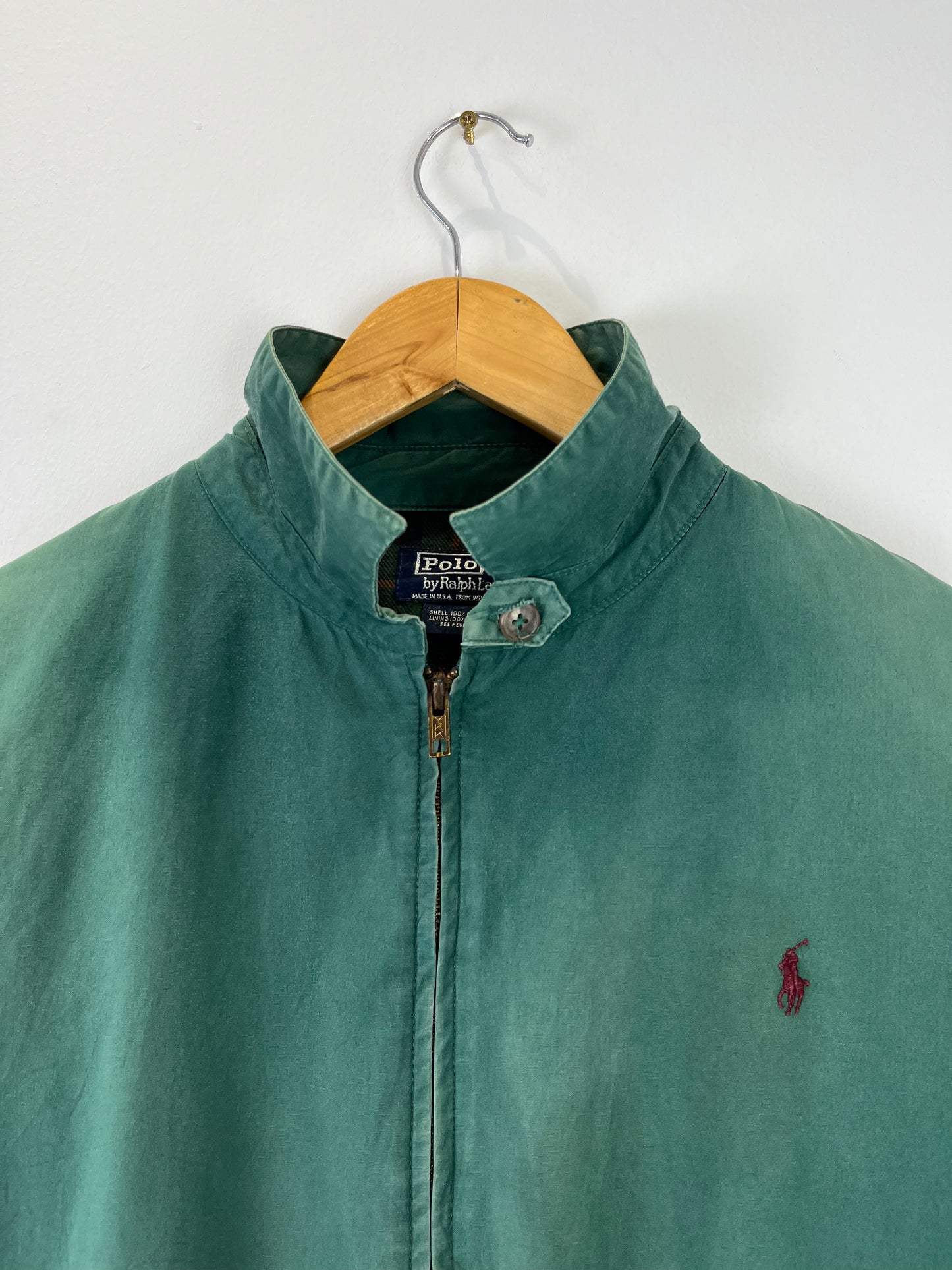 Vintage Ralph Lauren 90s Plaid Line Green Harrington Jacket (L)