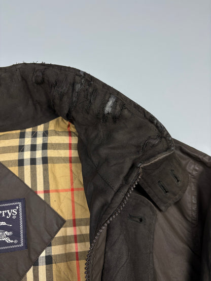 Vintage Burberry Nova Check Lined Brown Wax Jacket (L)