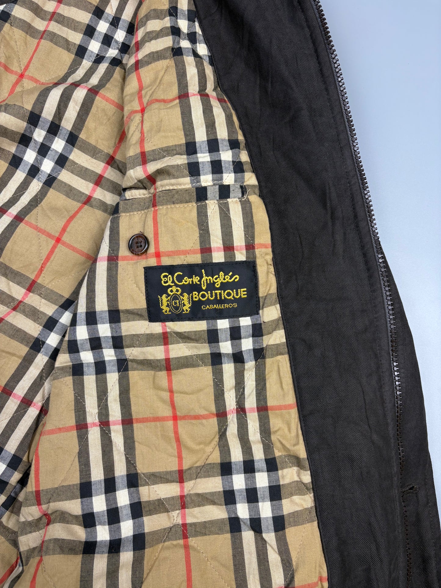 Vintage Burberry Nova Check Lined Brown Wax Jacket (L)