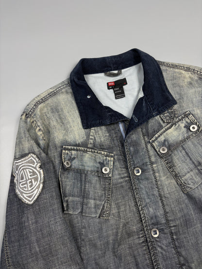 Vintage Diesel Industry Patched Denim Parka Jacket (L)
