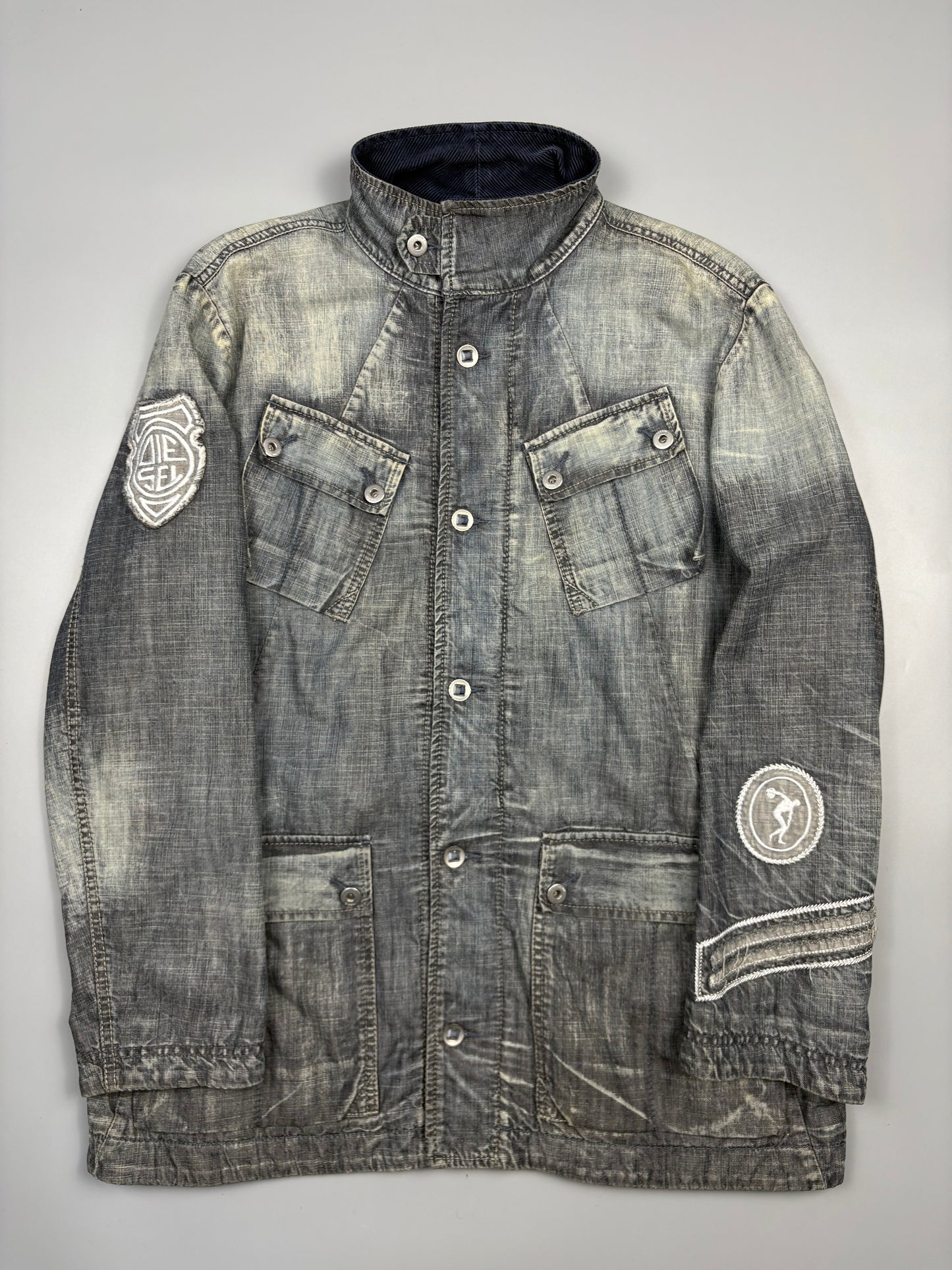 Vintage Diesel Industry Patched Denim Parka Jacket (L)