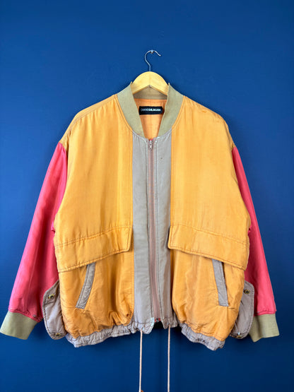 Vintage 80s Diane Gilman Colour Block Silk Bomber Jacket (wmns L)