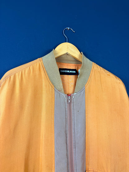 Vintage 80s Diane Gilman Colour Block Silk Bomber Jacket (wmns L)