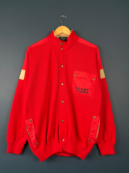 Vintage 90s US Navy Knitted Zip Up Jacket (M)