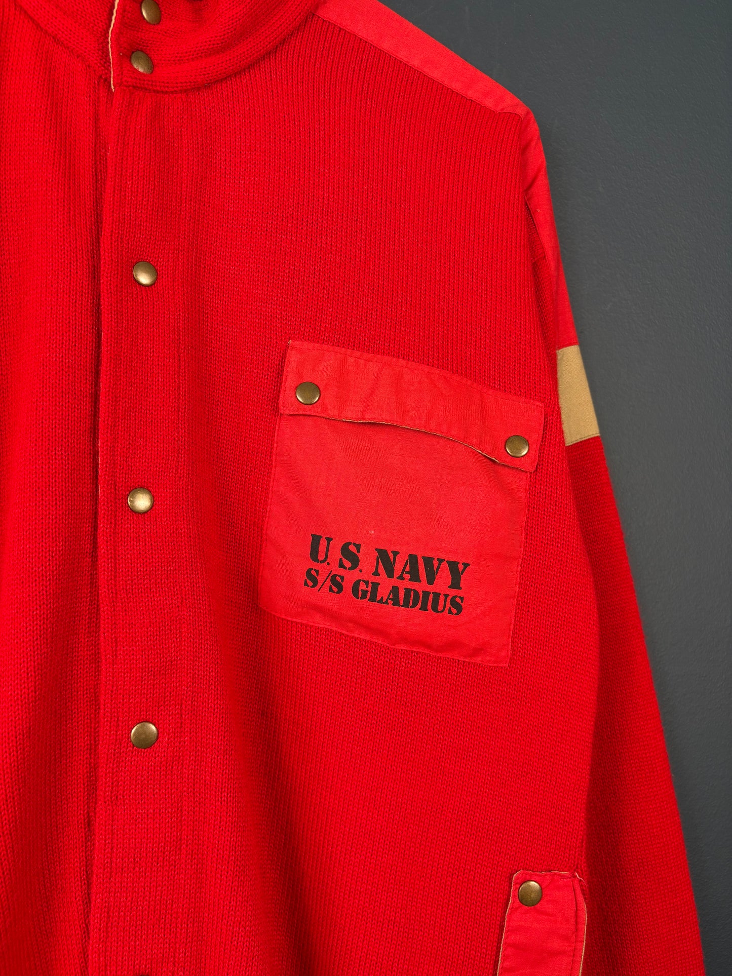 Vintage 90s US Navy Knitted Zip Up Jacket (M)