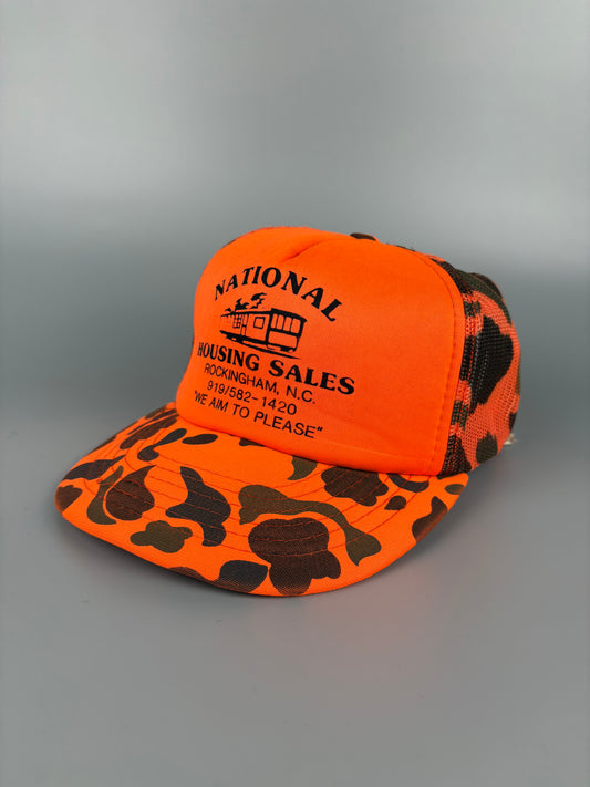 Vintage American Orange Camo Trucker Hat