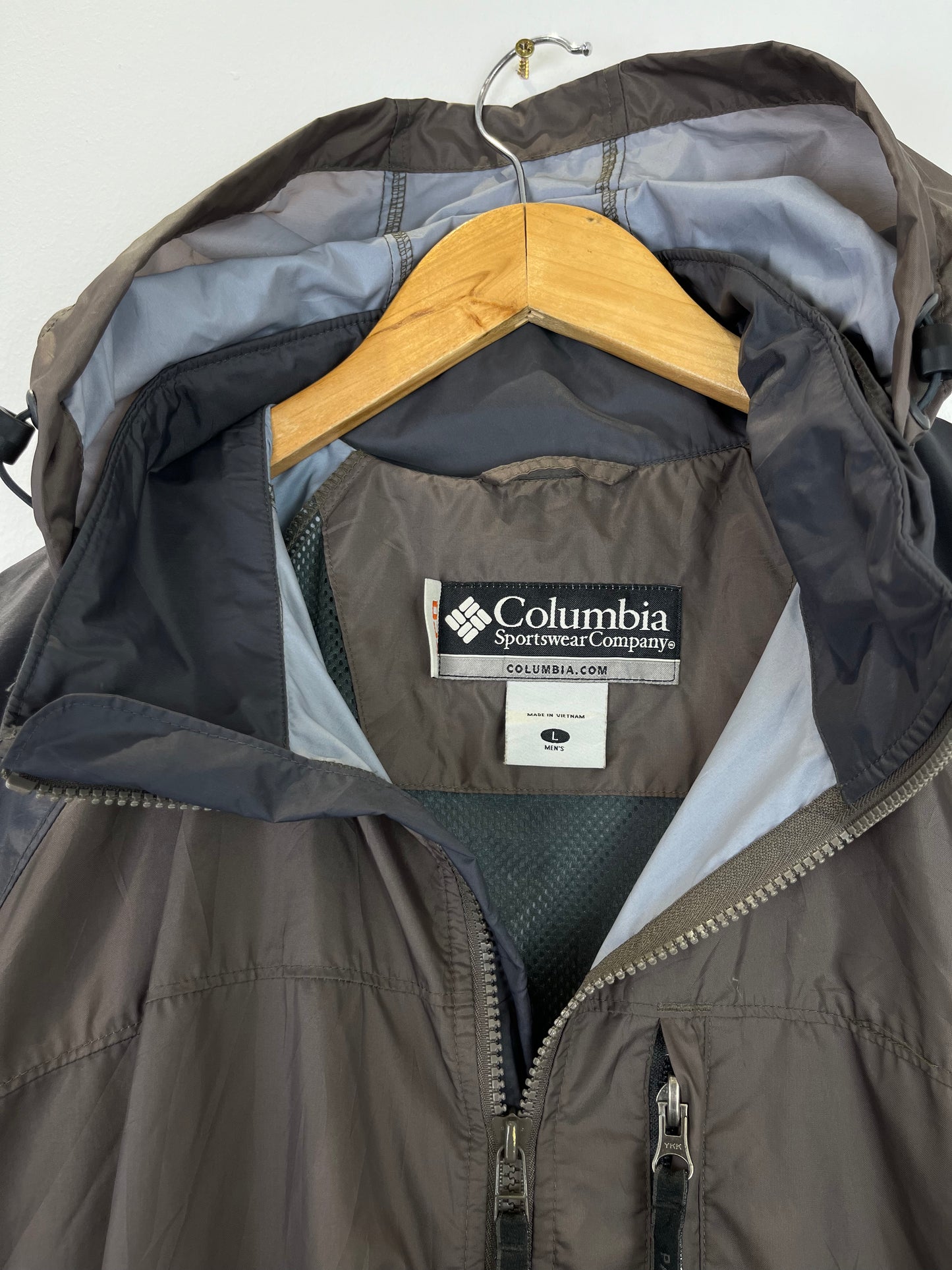 Columbia Sportswear XCO Grey / Brown Packable Waterproof Jacket (L)