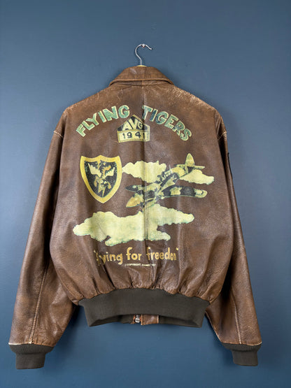 Vintage 1987 Avirex Flying Tigers A-2 Leather Jacket (XS)