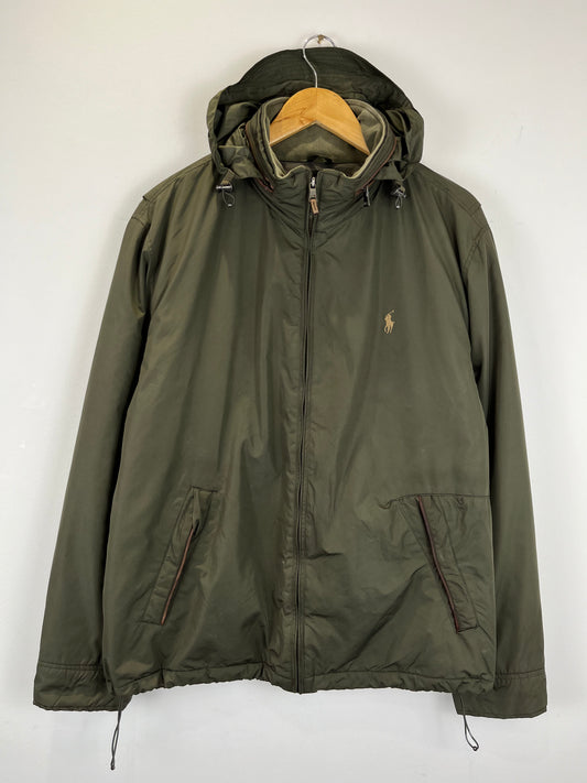 Vintage Ralph Lauren Khaki Green Hooded Jacket (L)