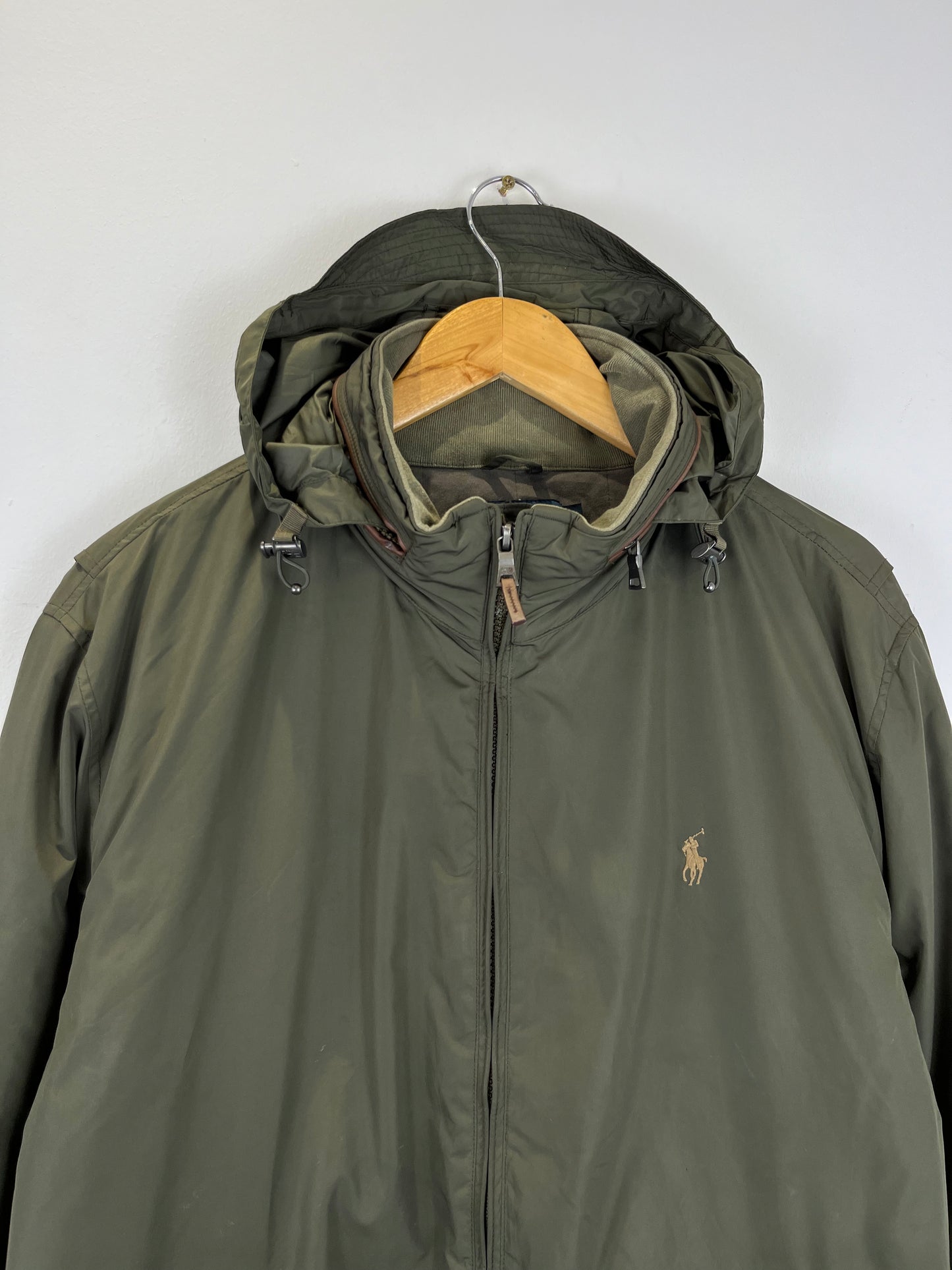 Vintage Ralph Lauren Khaki Green Hooded Jacket (L)