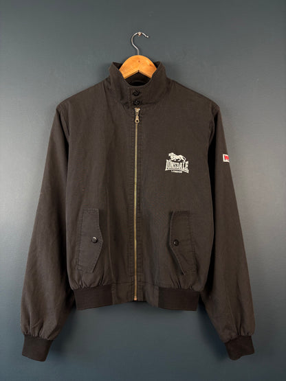 Vintage 90s Lonsdale Plaid Lined Black Harrington Jacket (S)