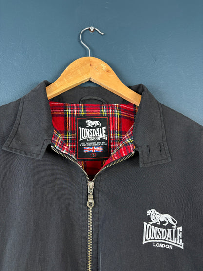 Vintage 90s Lonsdale Plaid Lined Black Harrington Jacket (S)