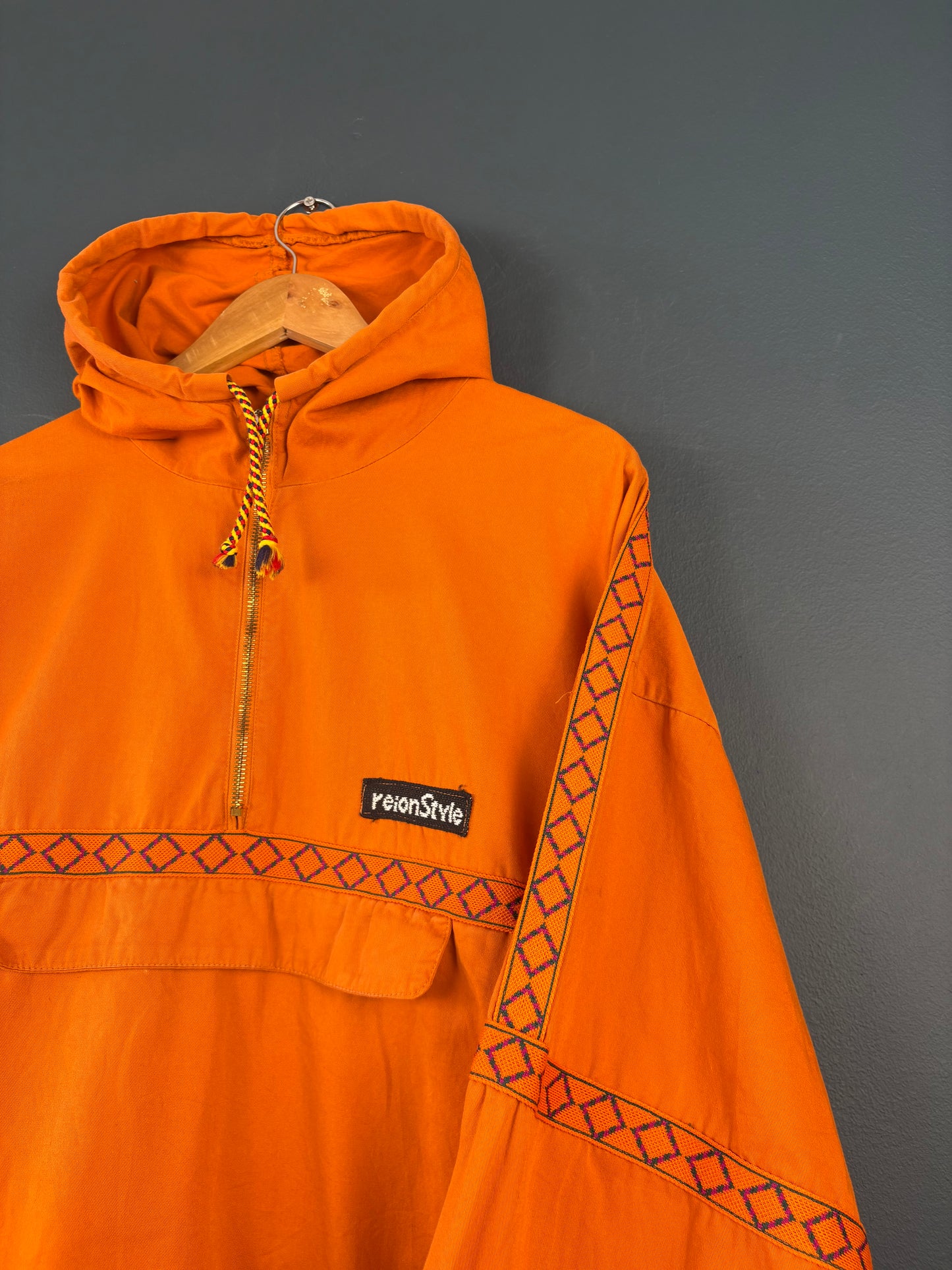 Vintage 80s South American Aztec Orange Smock Jacket (L)