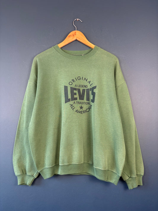 Vintage 90s Levi's Graphic Green Sweatshirt (M)