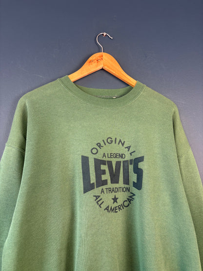 Vintage 90s Levi's Graphic Green Sweatshirt (M)