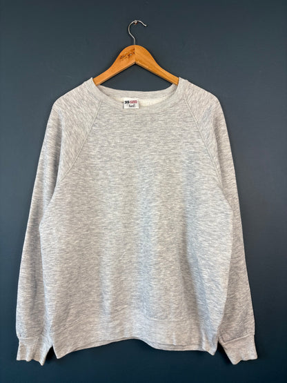 Vintage 80s LEE Sturdy Sweats Heather Grey Henley Sweatshirt (XL)