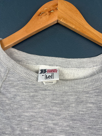 Vintage 80s LEE Sturdy Sweats Heather Grey Henley Sweatshirt (XL)