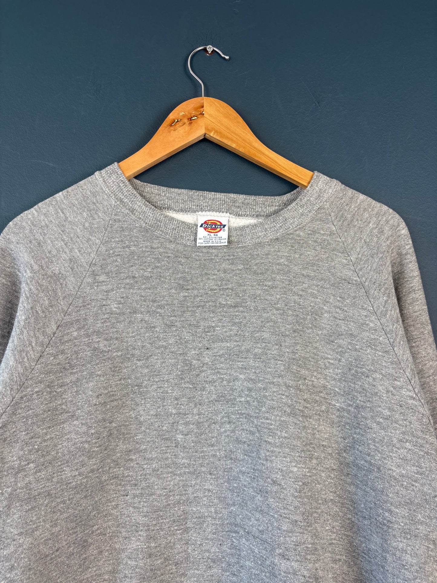 Vintage 80s Dickies Workwear Heather Grey Henley Sweatshirt (XL)
