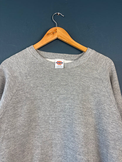 Vintage 80s Dickies Workwear Heather Grey Henley Sweatshirt (XL)