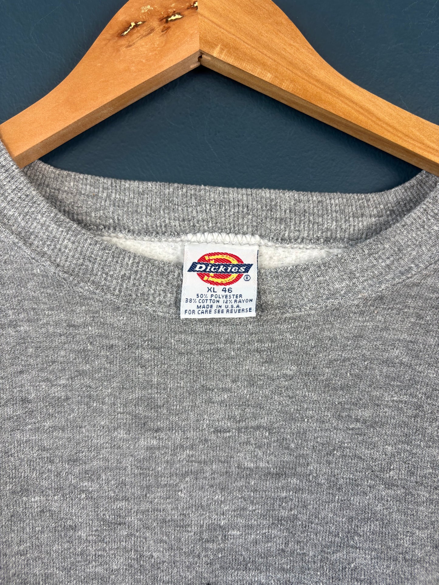 Vintage 80s Dickies Workwear Heather Grey Henley Sweatshirt (XL)