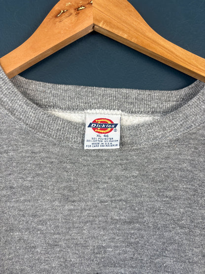 Vintage 80s Dickies Workwear Heather Grey Henley Sweatshirt (XL)