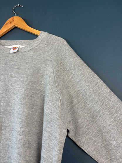 Vintage 80s Dickies Workwear Heather Grey Henley Sweatshirt (XL)