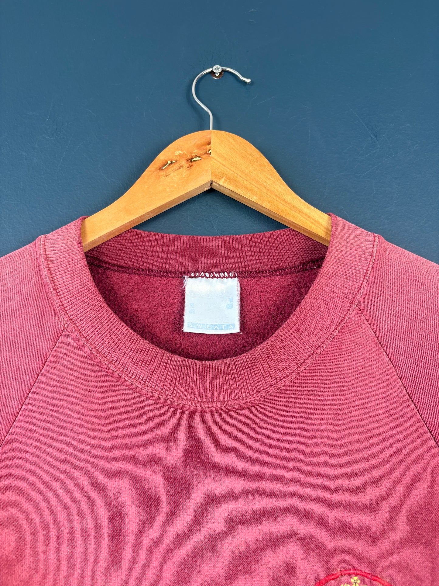 Vintage 80s Salmon Pink Sun Faded Henley Sweatshirt (L)