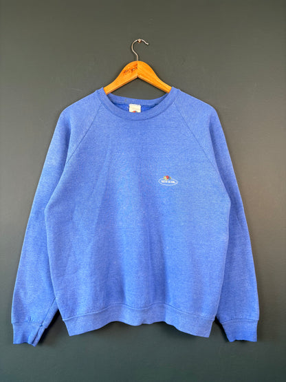 Vintage 80s Fruit of the Loom Marble Blue Henley Sweatshirt (M)