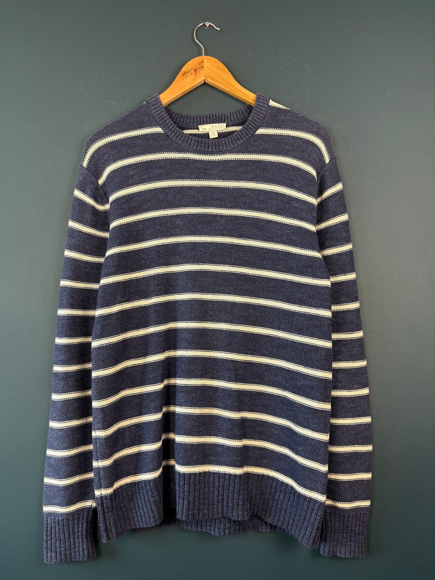Vintage 90s GAP Navy + White Stripe Knit Jumper (S)