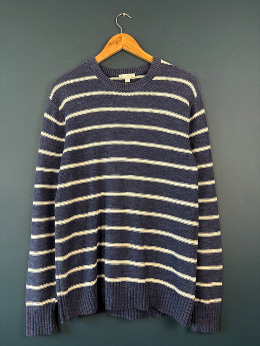 Vintage 90s GAP Navy + White Stripe Knit Jumper (S)