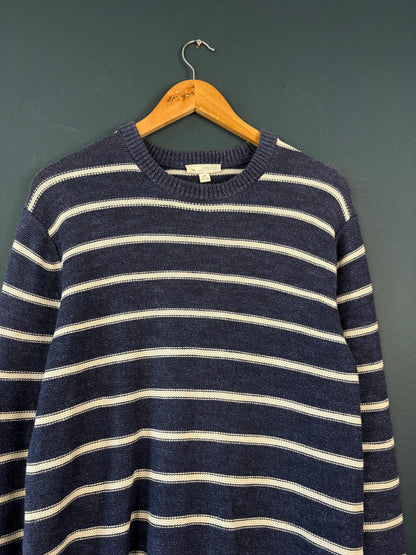 Vintage 90s GAP Navy + White Stripe Knit Jumper (S)