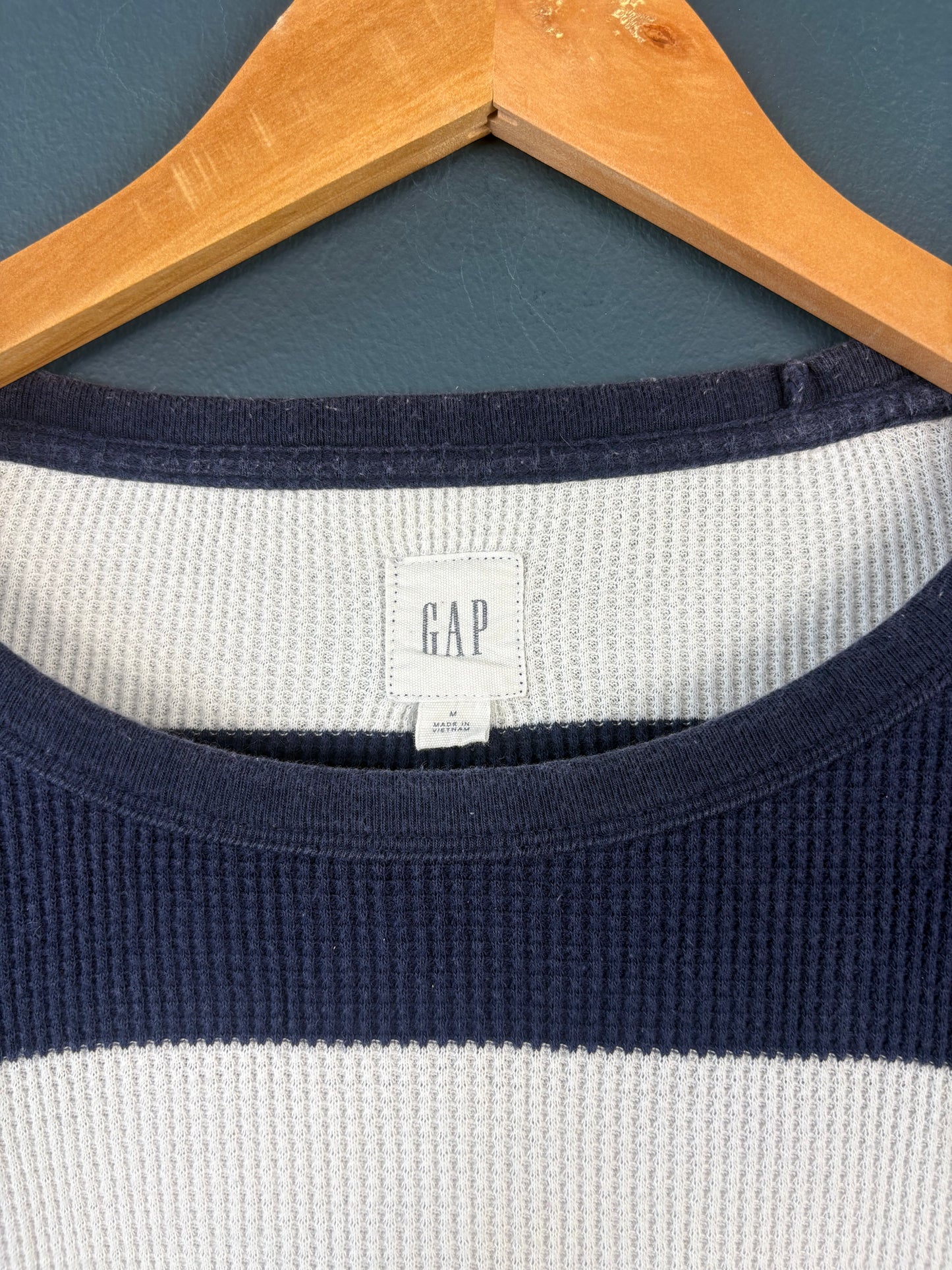 Vintage 90s GAP Navy + White Stripe Knit Jumper (M)