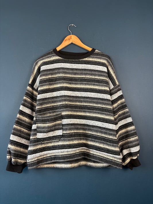 Vintage 90s Surfer Pocket Cropped Stripe Jumepr (M)