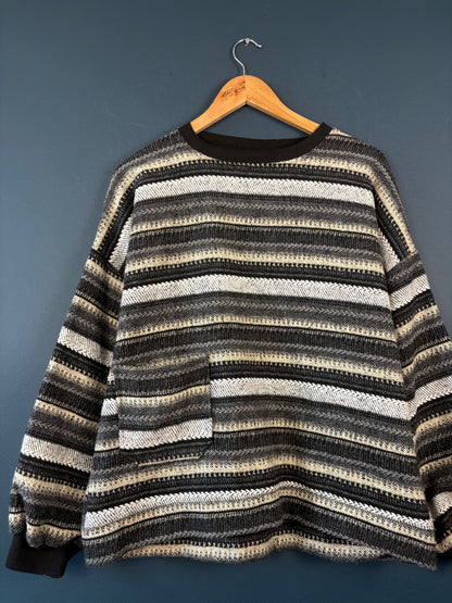 Vintage 90s Surfer Pocket Cropped Stripe Jumepr (M)