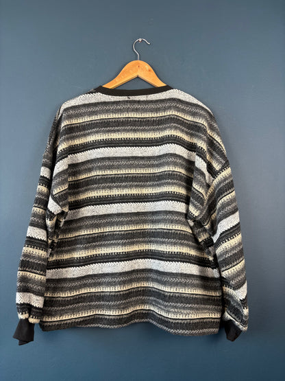 Vintage 90s Surfer Pocket Cropped Stripe Jumepr (M)
