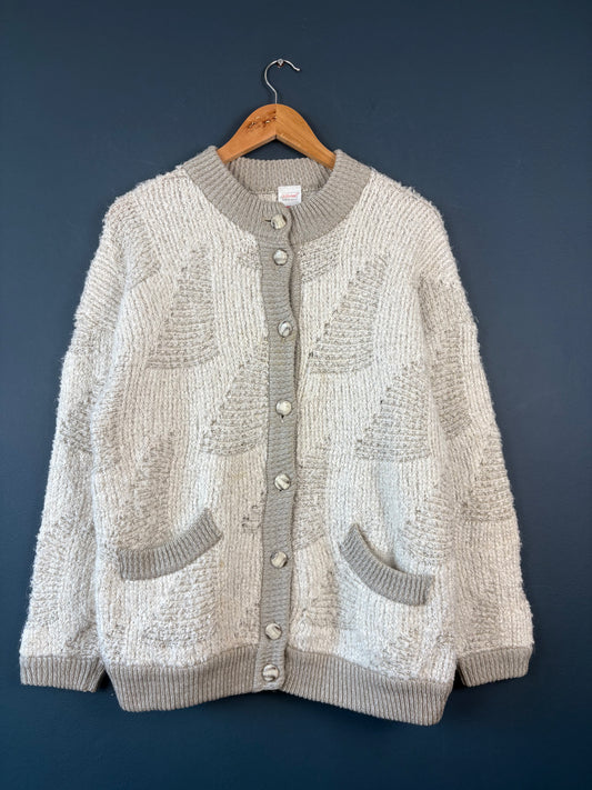 Vintage 90s St. Michaels British Wool Oatmeal Cardigan (wmns 12)