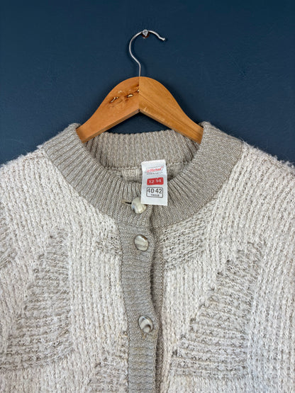 Vintage 90s St. Michaels British Wool Oatmeal Cardigan (wmns 12)