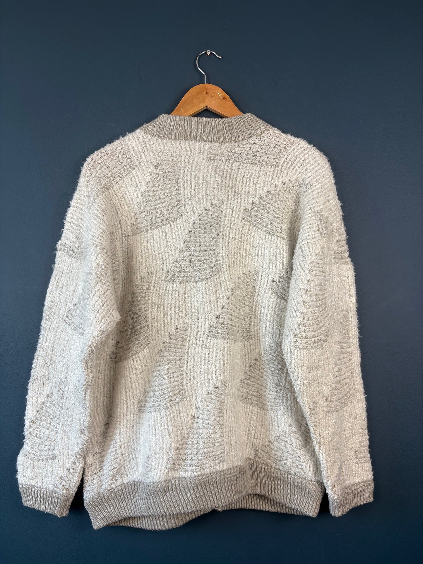 Vintage 90s St. Michaels British Wool Oatmeal Cardigan (wmns 12)