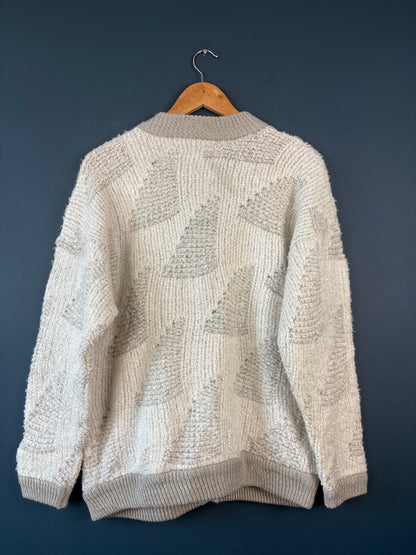 Vintage 90s St. Michaels British Wool Oatmeal Cardigan (wmns 12)