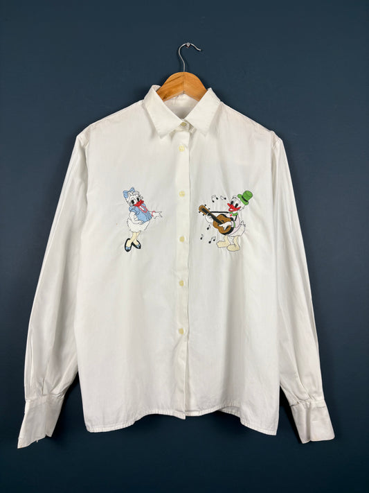 Vintage 90s Emmanuel Scvilli Donald Duck Embroidered Shirt (M)