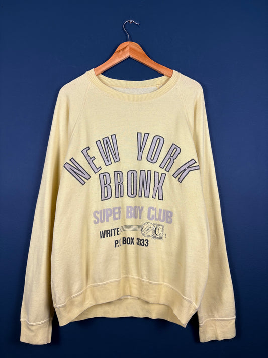 Vintage 90s New York Bronx Henley Graphic Sweatshirt (L)