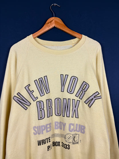 Vintage 90s New York Bronx Henley Graphic Sweatshirt (L)