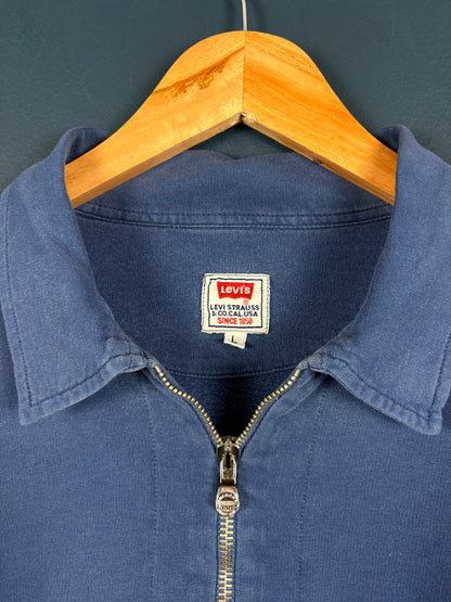 Vintage 90s Levi's Quarter Zip Longsleeve Blue Top (L)